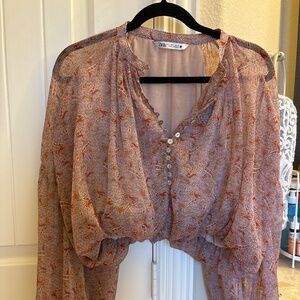 Zara Flowy sheer blouse